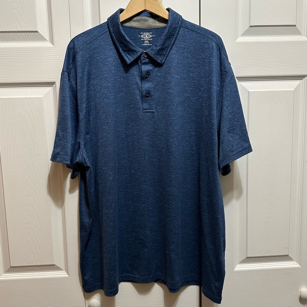 Men's G.H. Bass & Co. Short Sleeve Polo, Blue, Soft, Size 2XL
